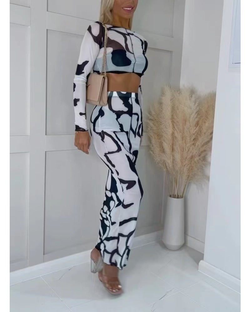 2024ss sexy black and white print jumpsuit