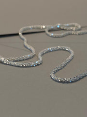 Rhinestone Decor Silver Plated Necklace