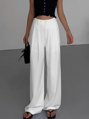 Full Length Pleated Wide Leg Dress Pants