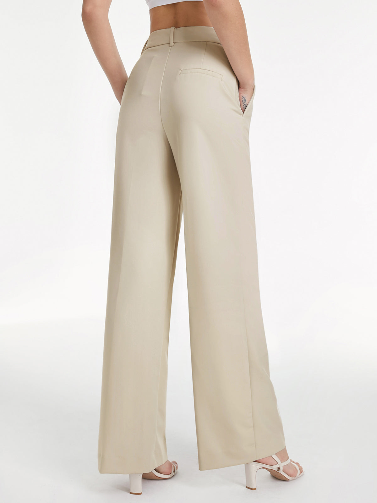 High Waisted Relaxed Fit Wide Leg Dress Pants