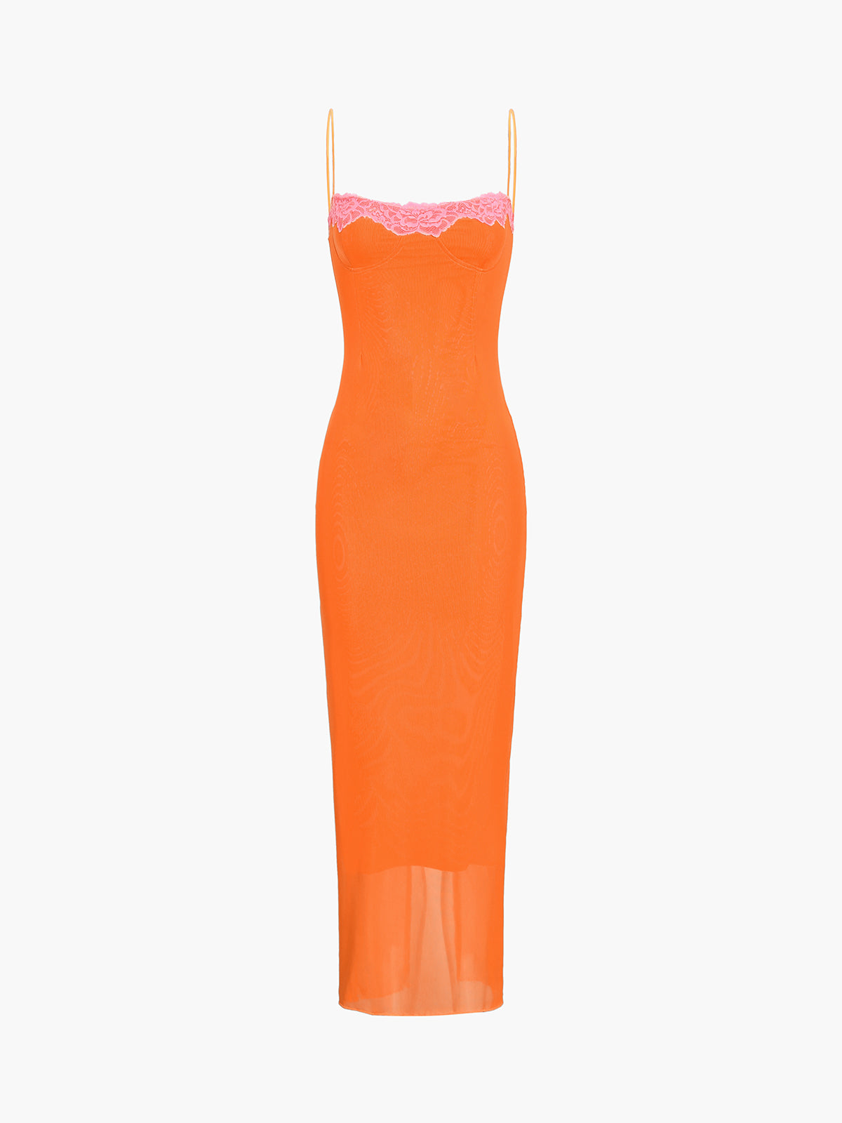 Vitamin C Mesh Lace Trim Long Dress