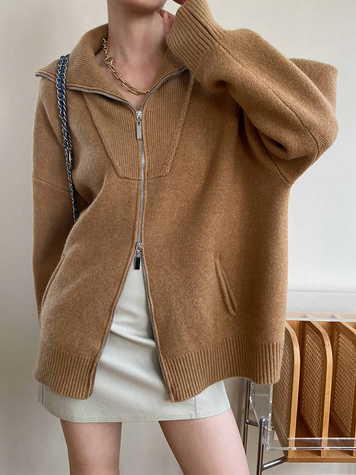 Oversized Open Collar Cardigan