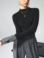 Long Sleeve Contrast Cuff Knit Top