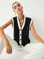 Contrast Trim Sweater Vest