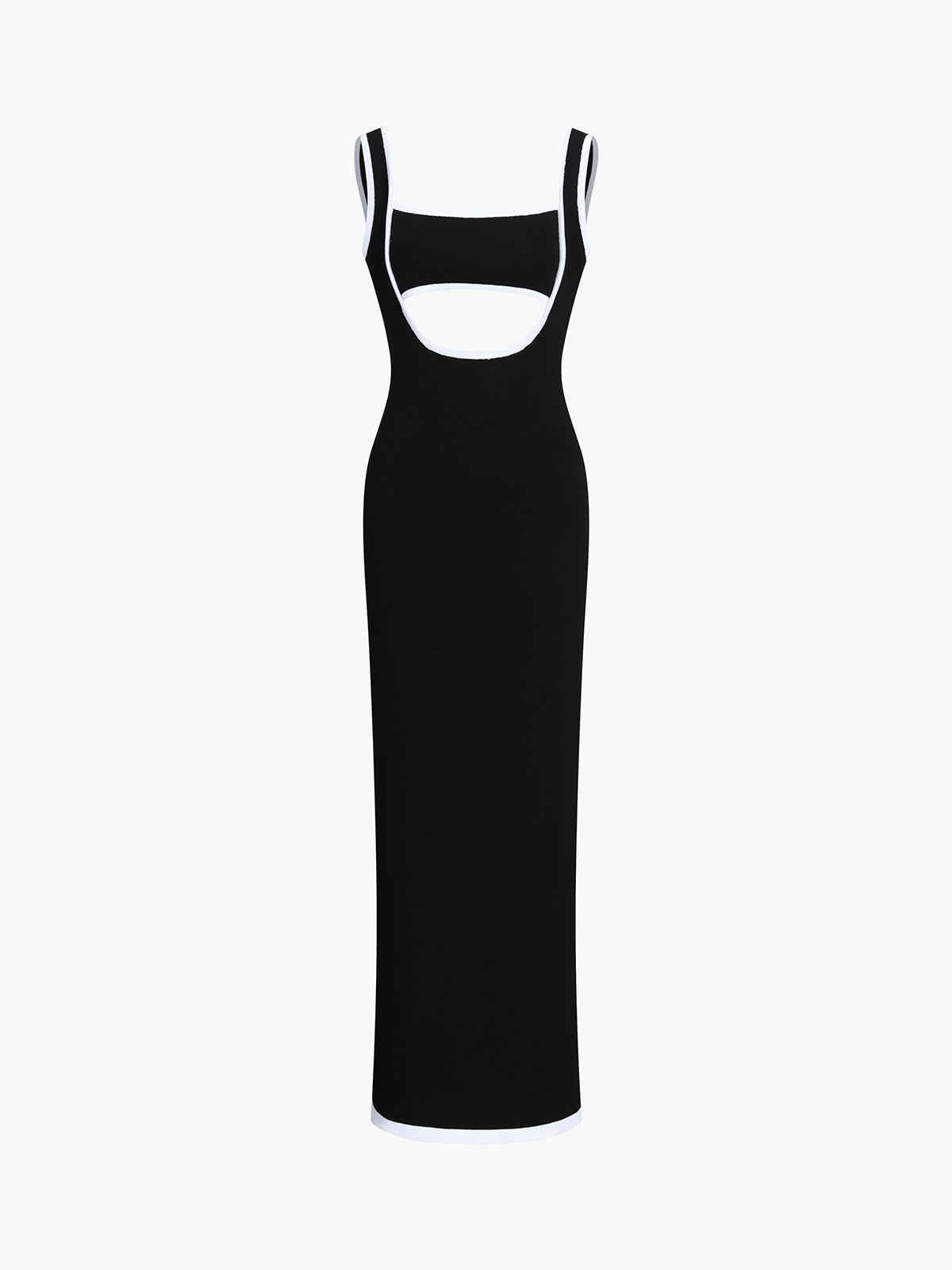 Contrast Trim Cutout Long Sweater Dress