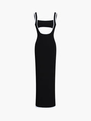 Contrast Trim Cutout Long Sweater Dress