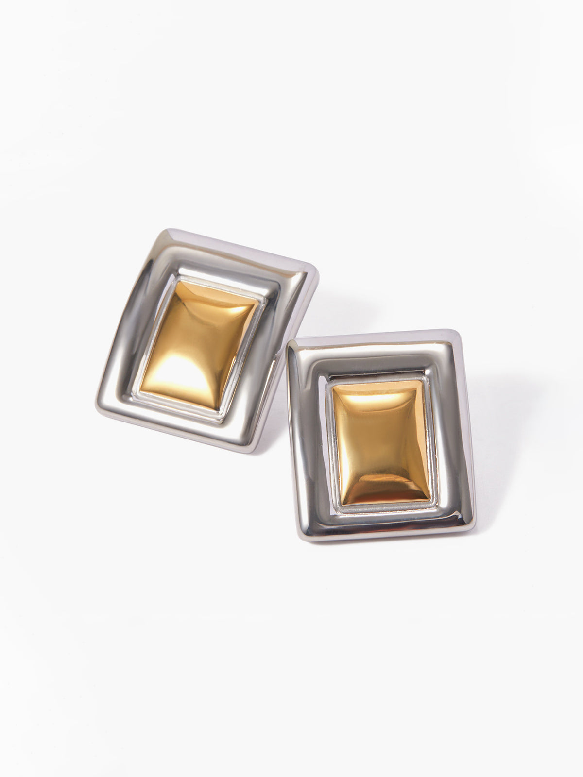 Two Tone Rectangular Earrings