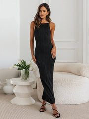 Solid Backless Tank Long Dress