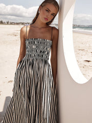 Sleeveless Pinstripe Long Dress