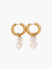 Double Pearl Hoop Earrings