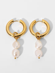 Double Pearl Hoop Earrings