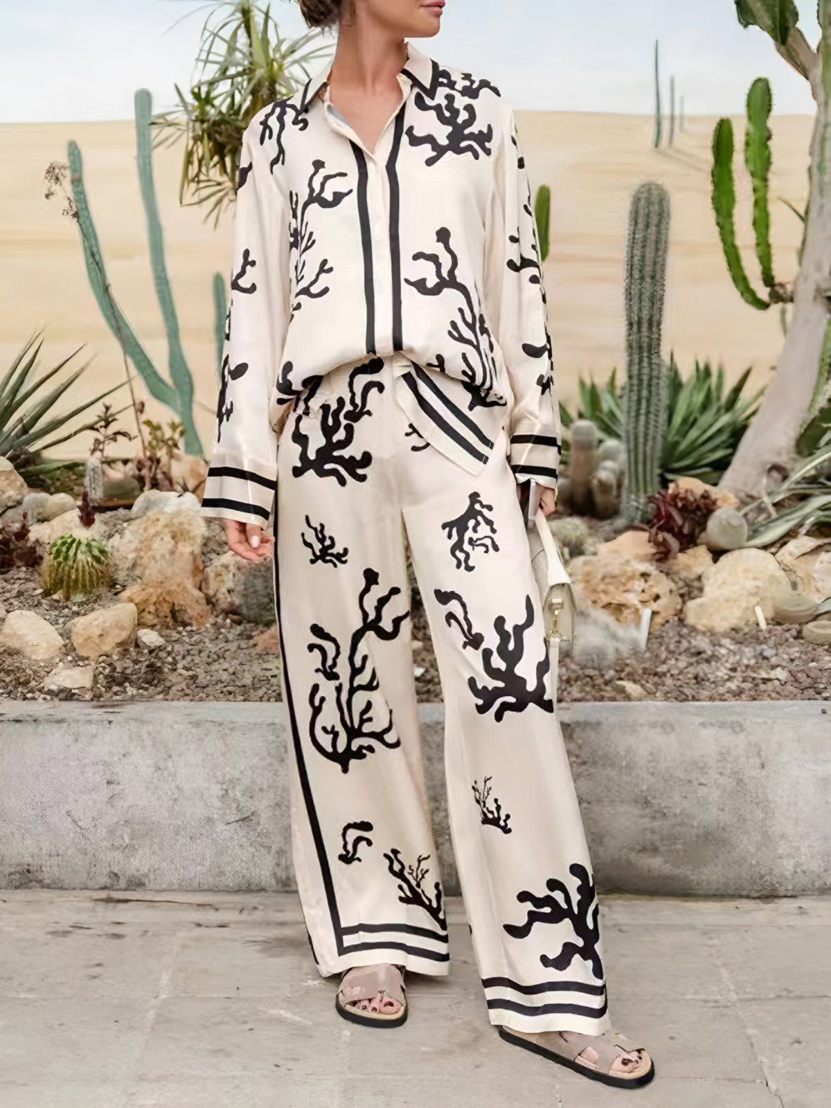 Cactus Print Oversized Pants Set