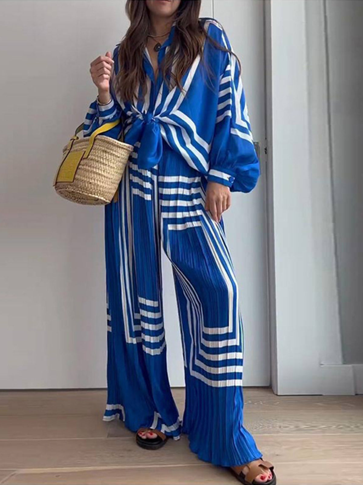 Oversized Print Vacation Pants Set