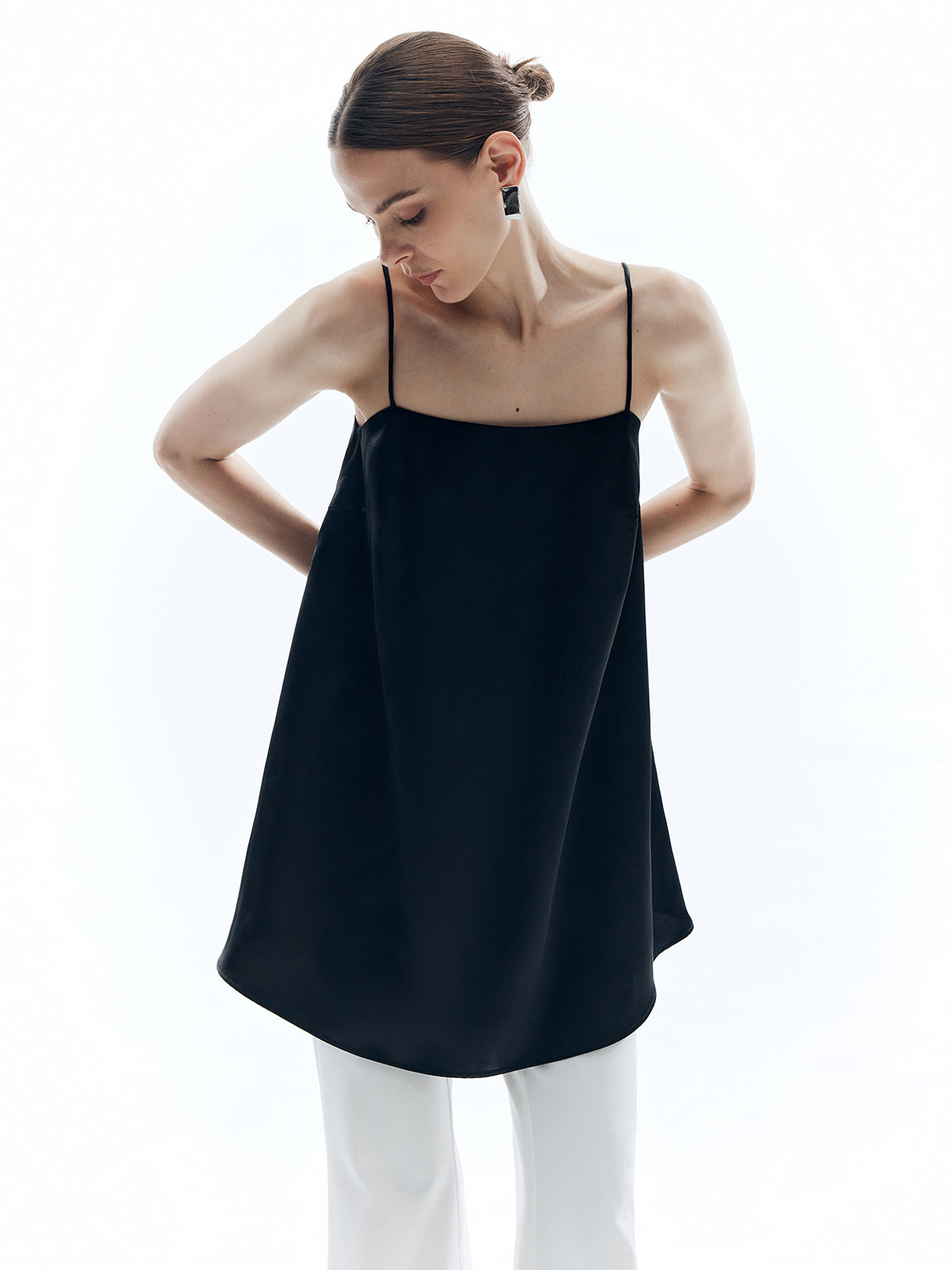 Satin Sleeveless Solid Loose Tank Top