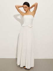 Wrap Off-Shoulder Pleated Dress