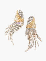 Crinkled Metal Rhinestone Earrings