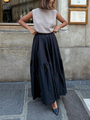 Asymmetrical Pleated Maxi Skirt