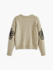 Floral Detail V-Neck Cardigan