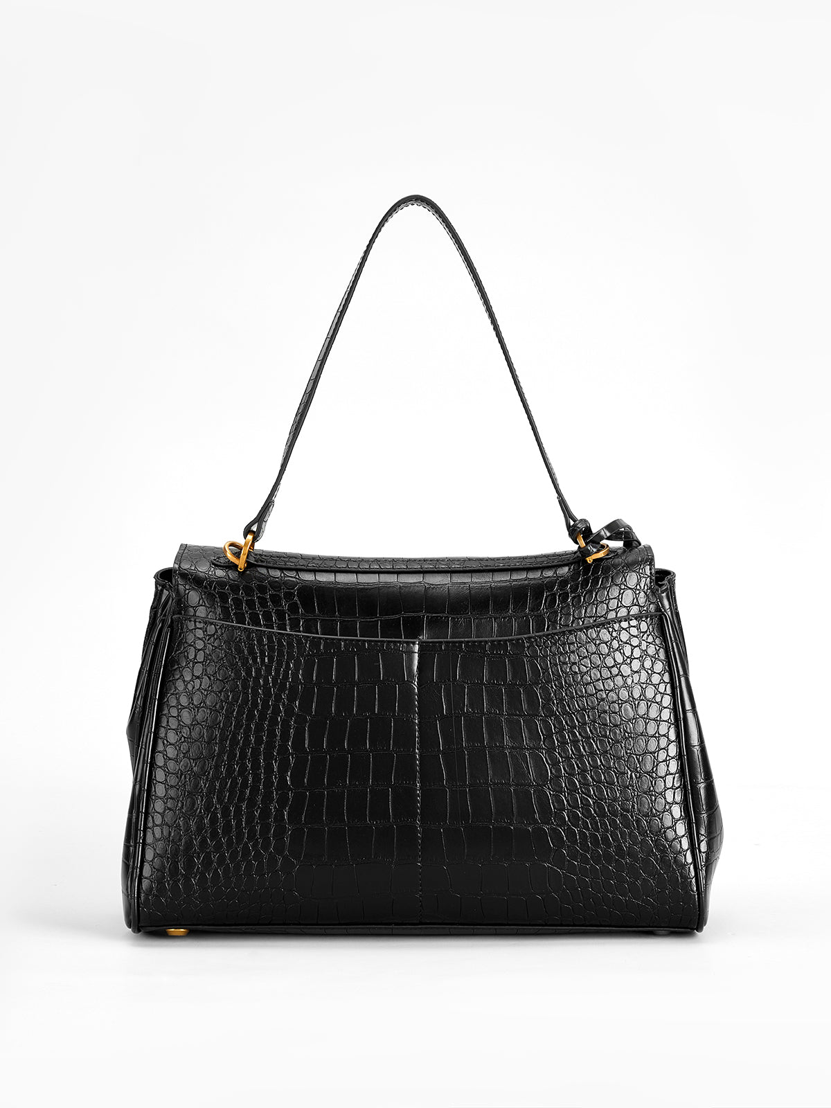 Crocodile Embossed Large Handbag