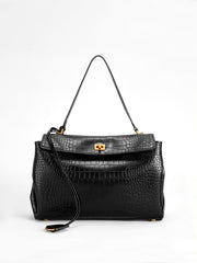 Crocodile Embossed Large Handbag