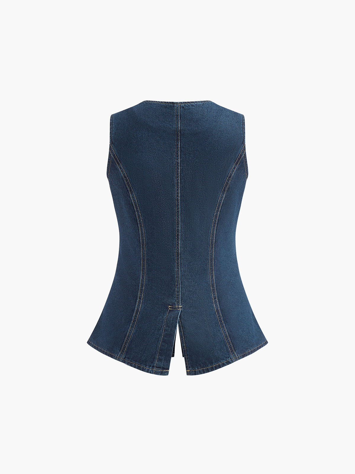 Denim Peplum Vest With Shorts Set