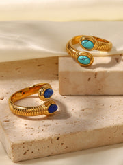 1pc Sapphire & Turquoise Snake Ring