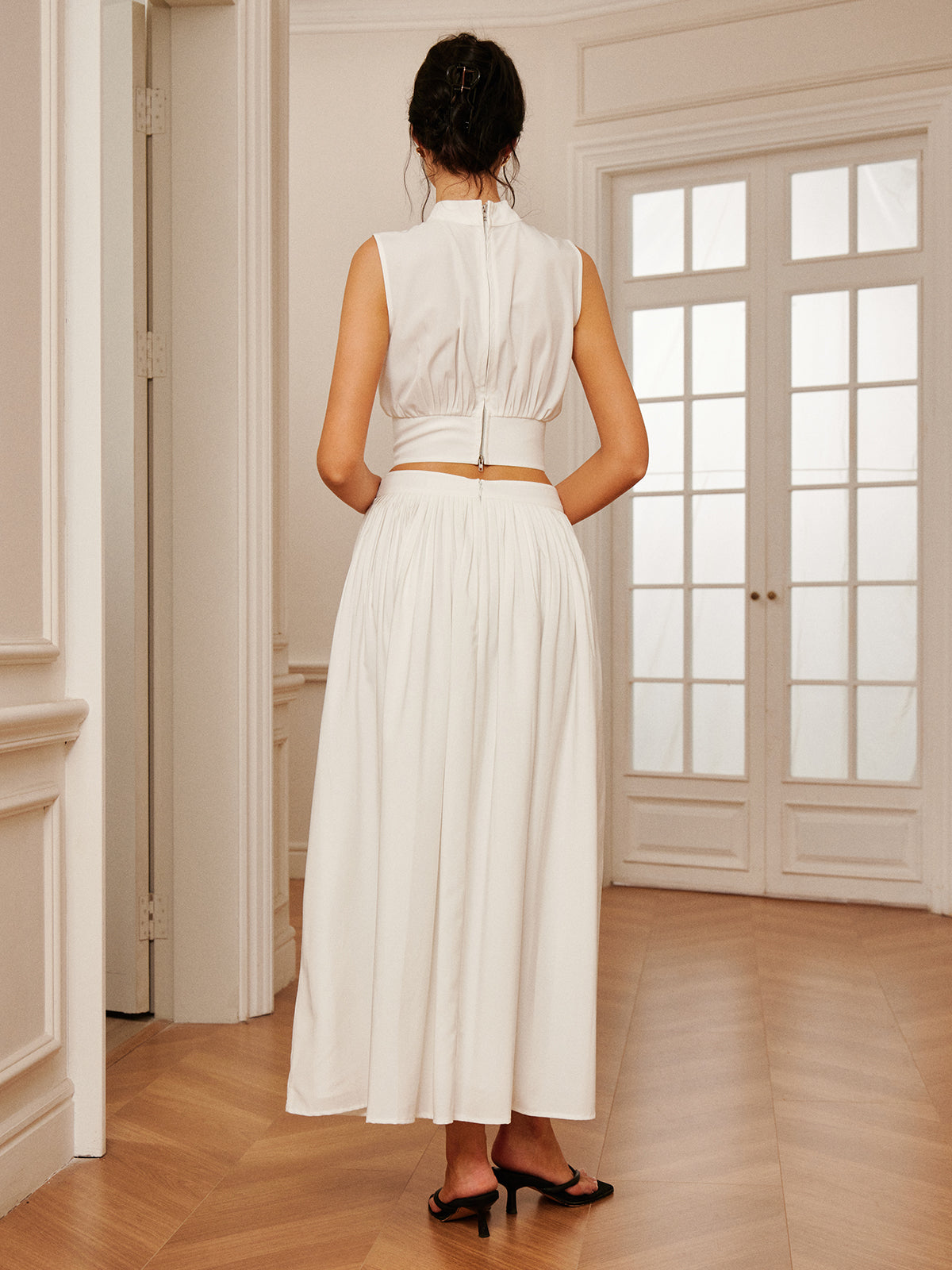 Romantic Sleeveless Pleated Skirt Set