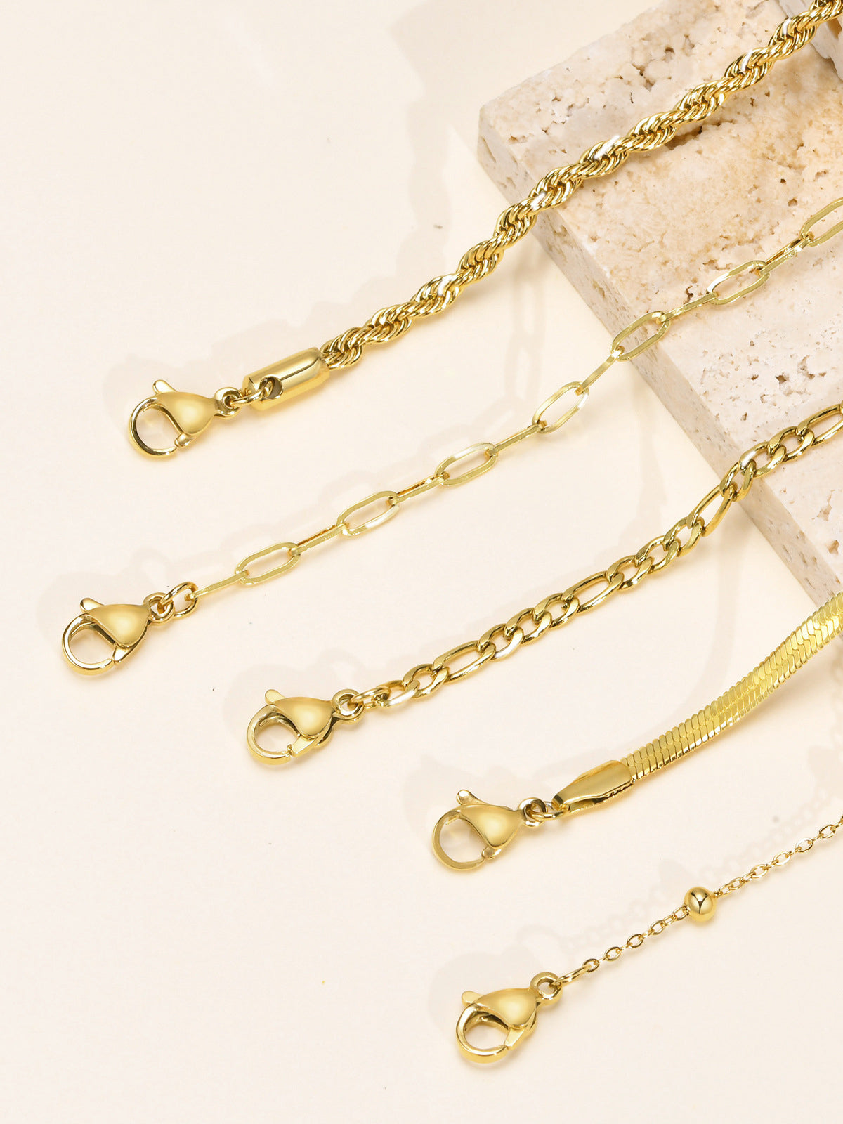 5pcs Geometric Golden Chain Bracelet