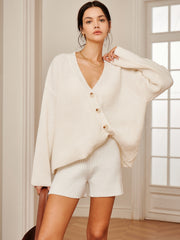 Lazy Style Asymmetrical Loose Button Cardigan