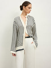 Satin Striped Button Cozy Shirt