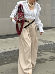 Pleated Draped Baggy Pants Without Belt