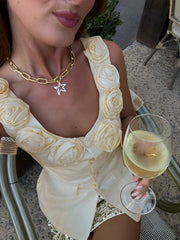 Rosette Button Tank Top