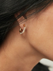 Bamboo Rhinestone Hoop Earrings