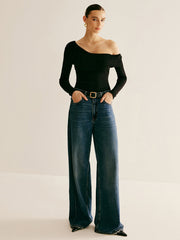 Asymmetrical Cold Shoulder Knitting Top