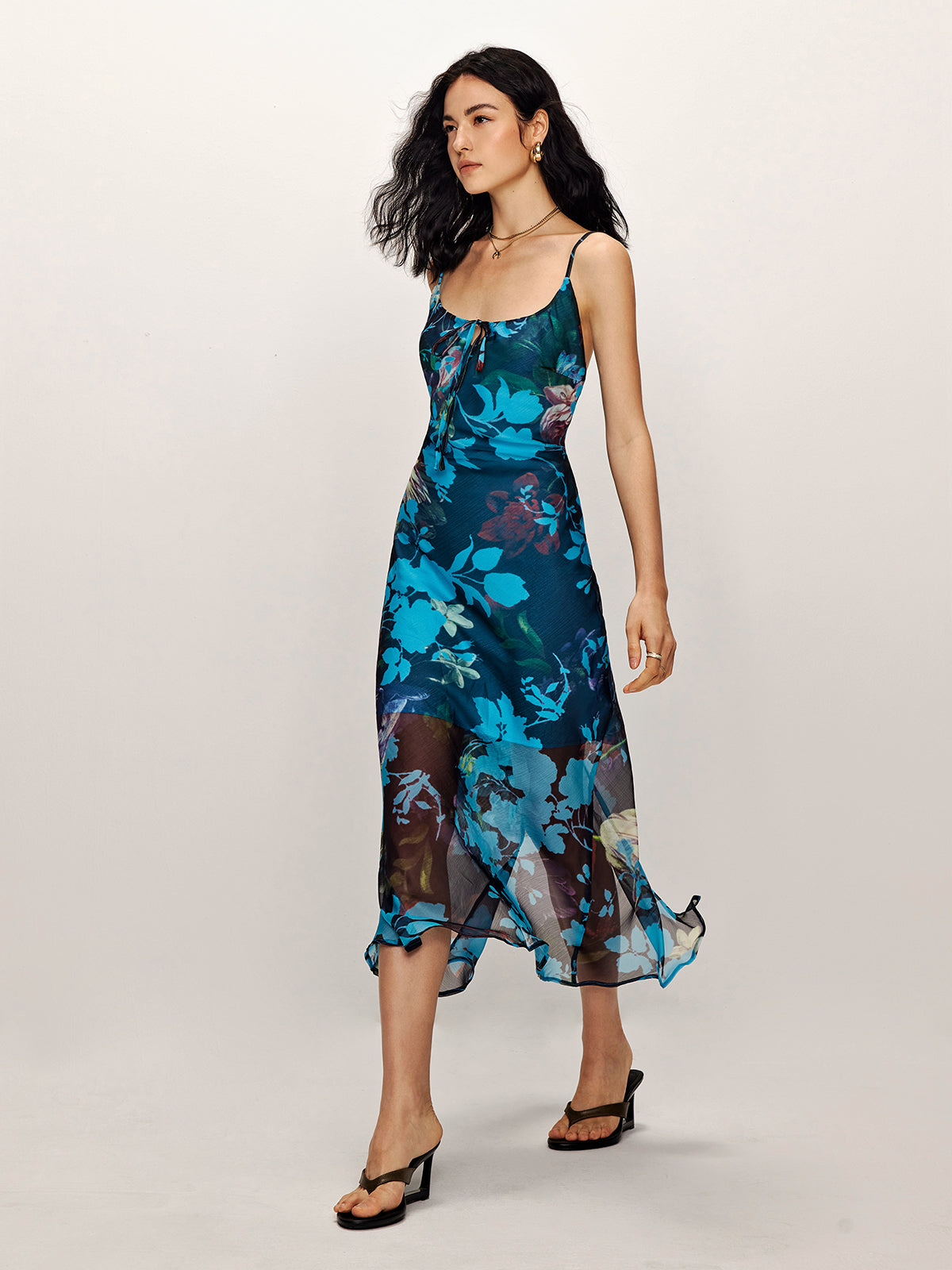 Floral Printed Backless Cami Dress