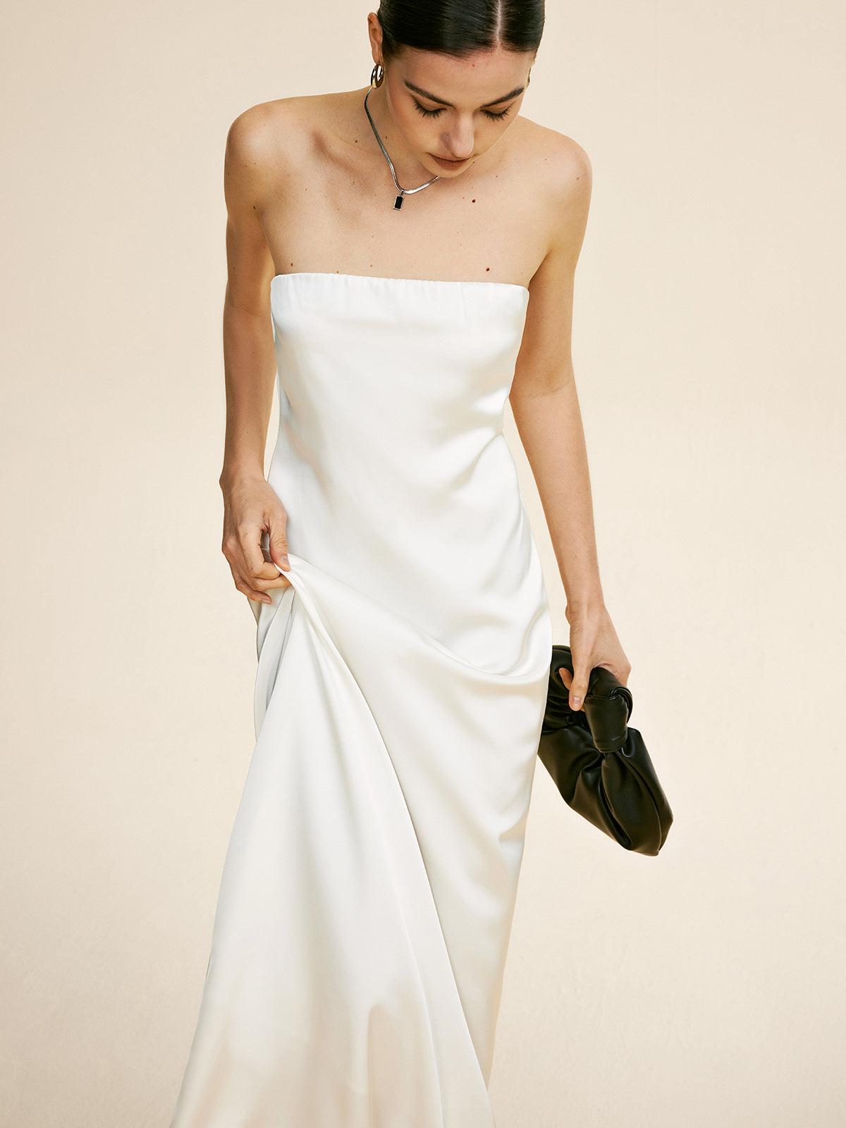 Minimalist Plain Draped Tube Dress