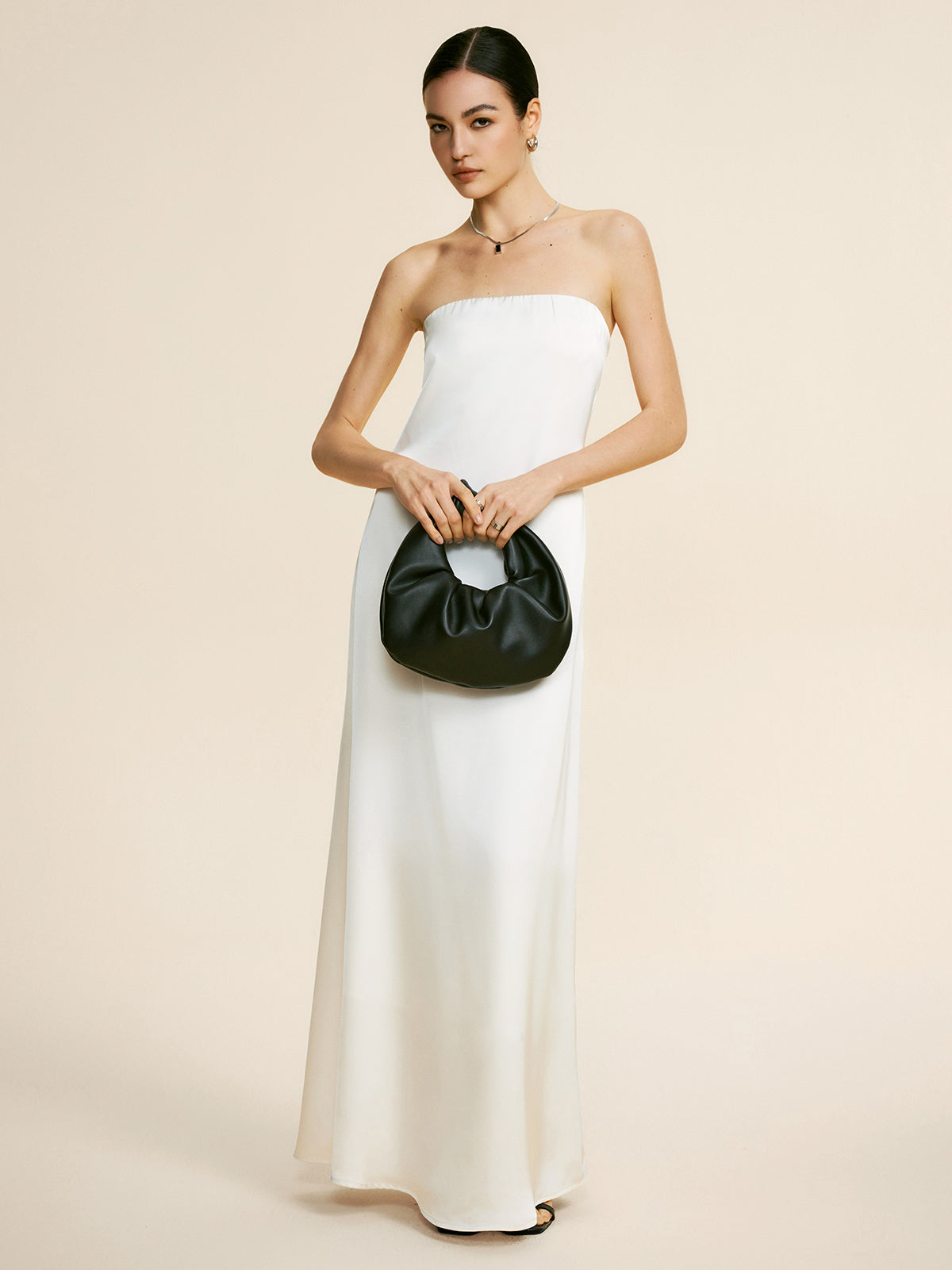 Minimalist Plain Draped Tube Dress