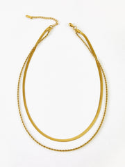 Double-Layer Snake & Twist Chain Necklace