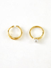 2pcs Golden Wavy Pearl Open Ring