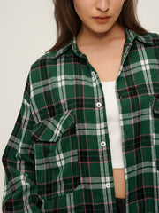 Retro Plaid Lapel Pockets Shirt