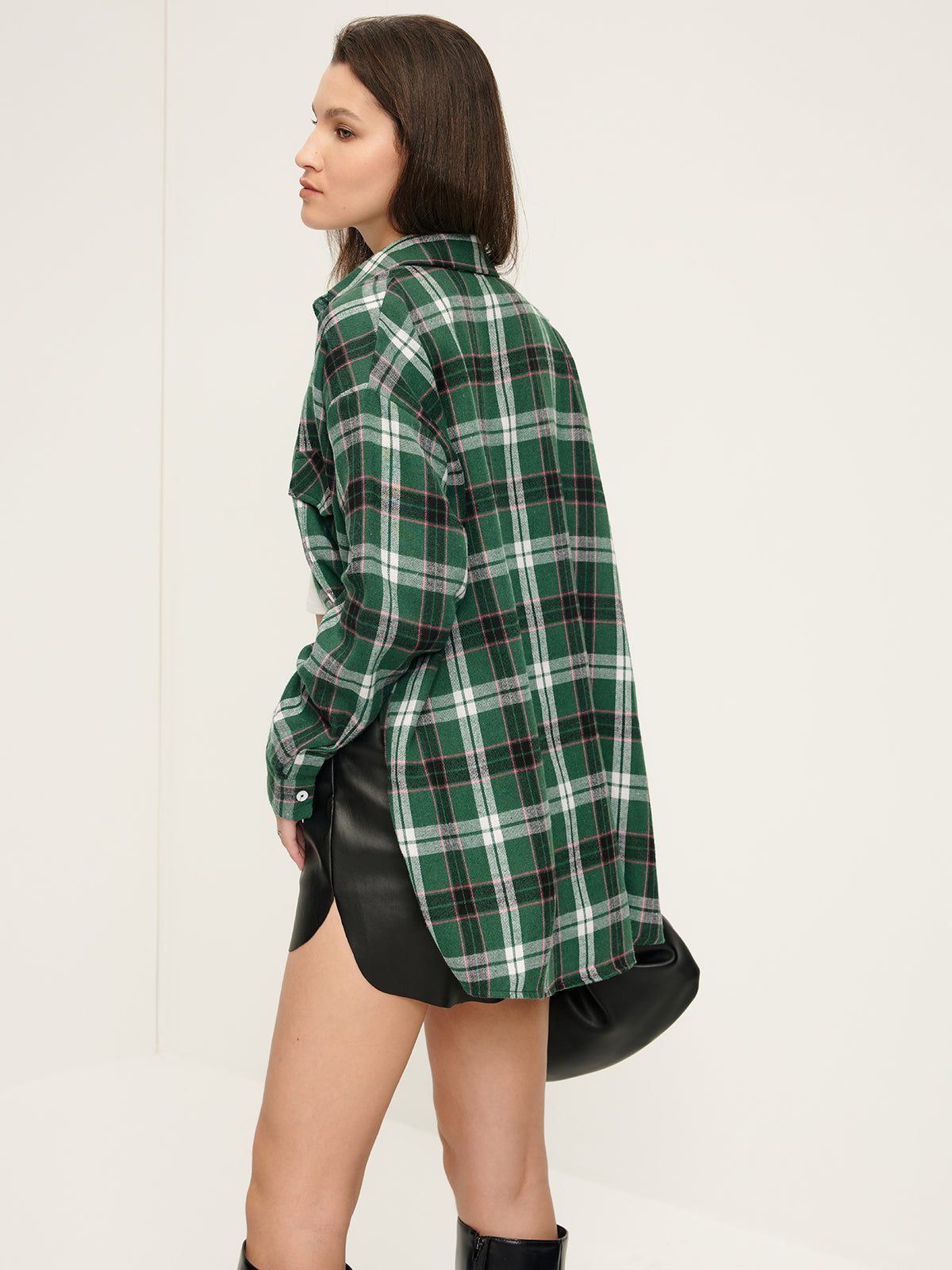 Retro Plaid Lapel Pockets Shirt