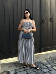 Sleeveless Pinstripe Long Dress