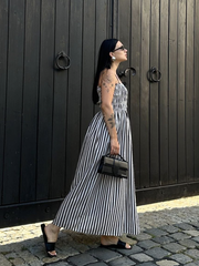 Sleeveless Pinstripe Long Dress