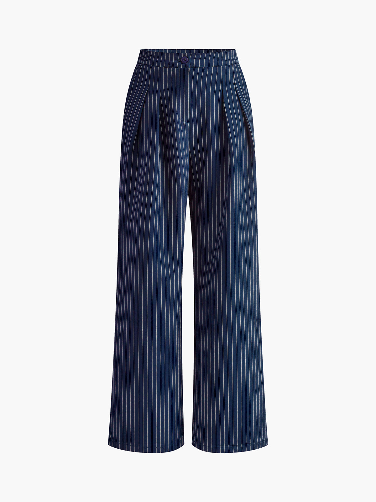 Pinstripe Pleated Wide-Leg Pants