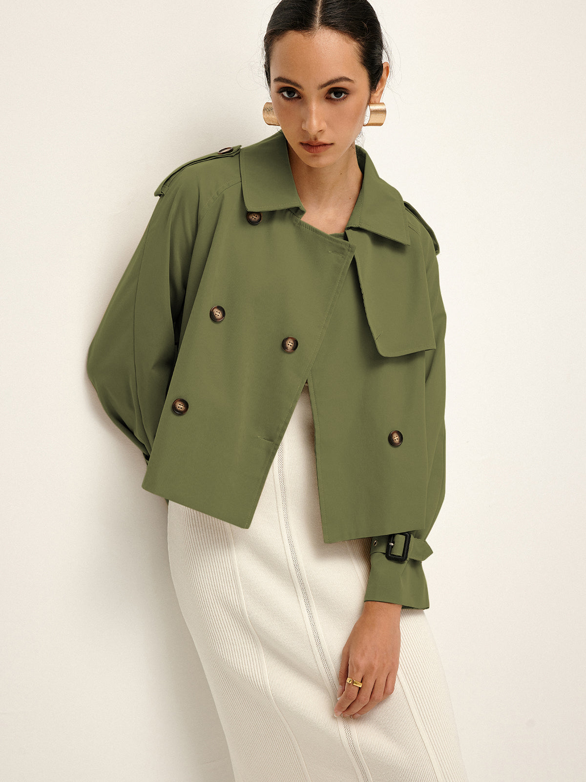 Breasted Lapel Trench Coat