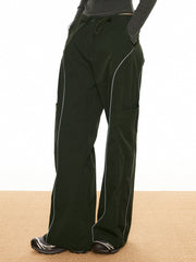 Contrast Piping Drawstring Pants