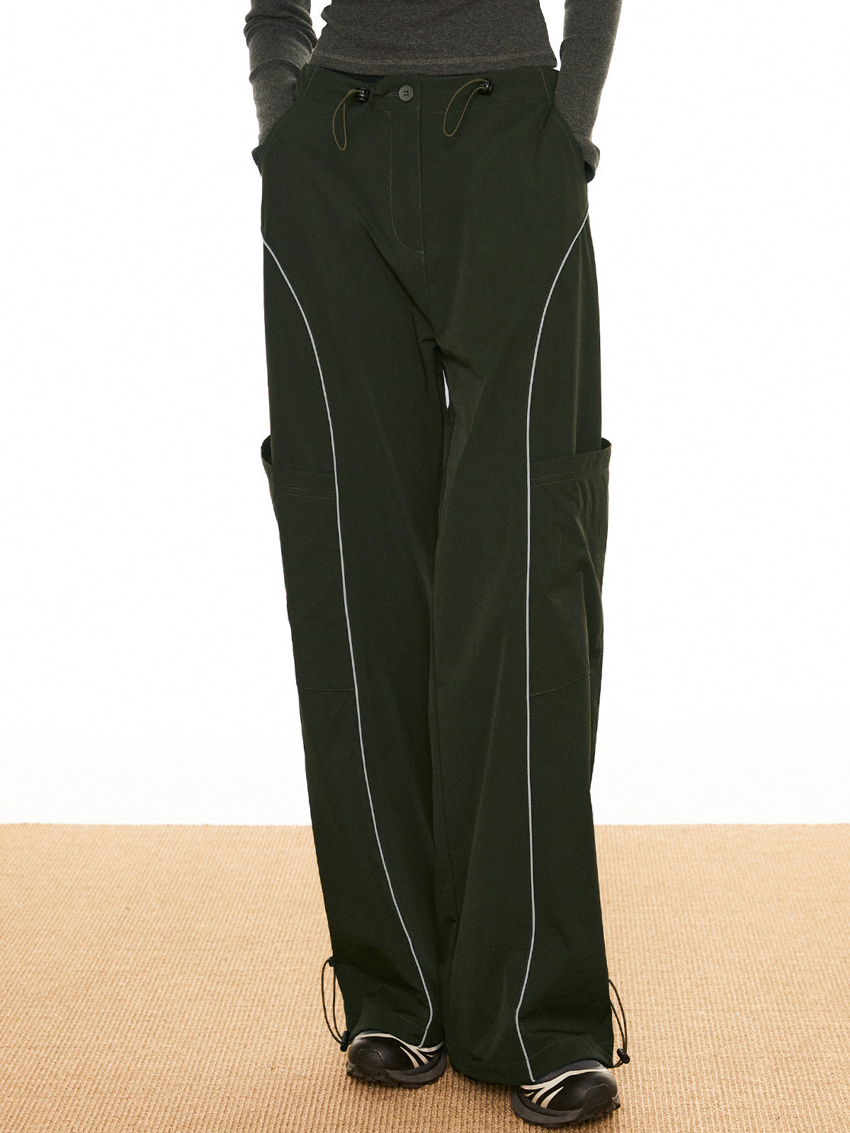 Contrast Piping Drawstring Pants