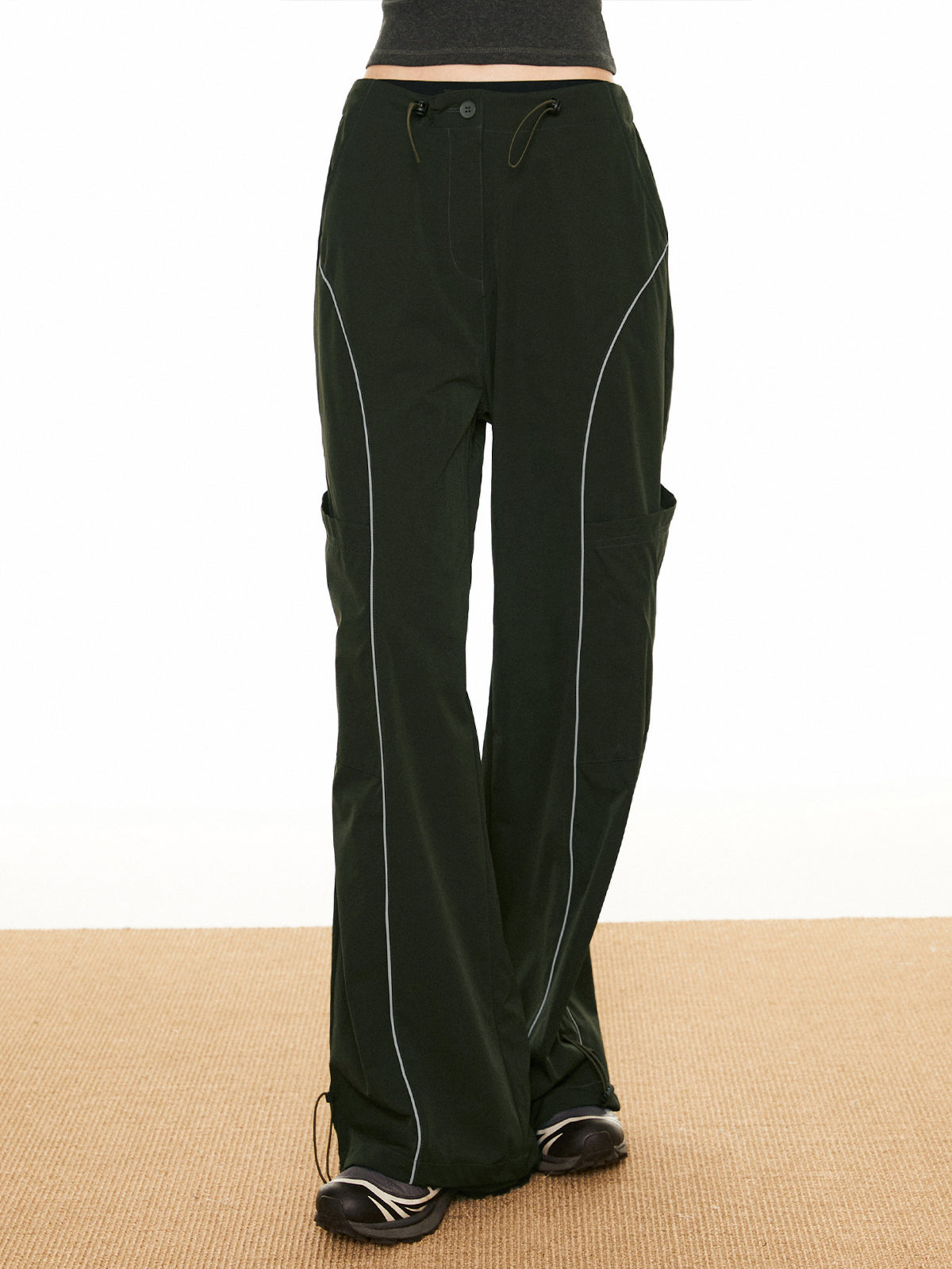 Contrast Piping Drawstring Pants