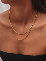 Double-Layer Snake & Twist Chain Necklace