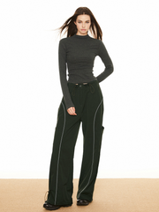 Contrast Piping Drawstring Pants